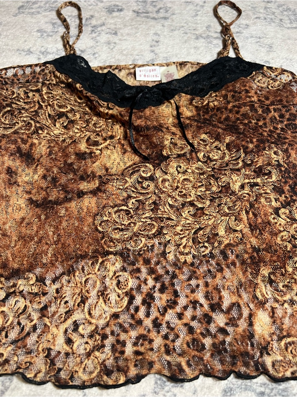 Gilligan & O'Malley Brown and Black Lace-Trim Printed Camisole - Picture 3 of 3